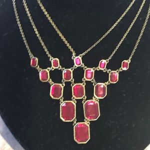 Vintage Ruby colored earrings and Necklace set